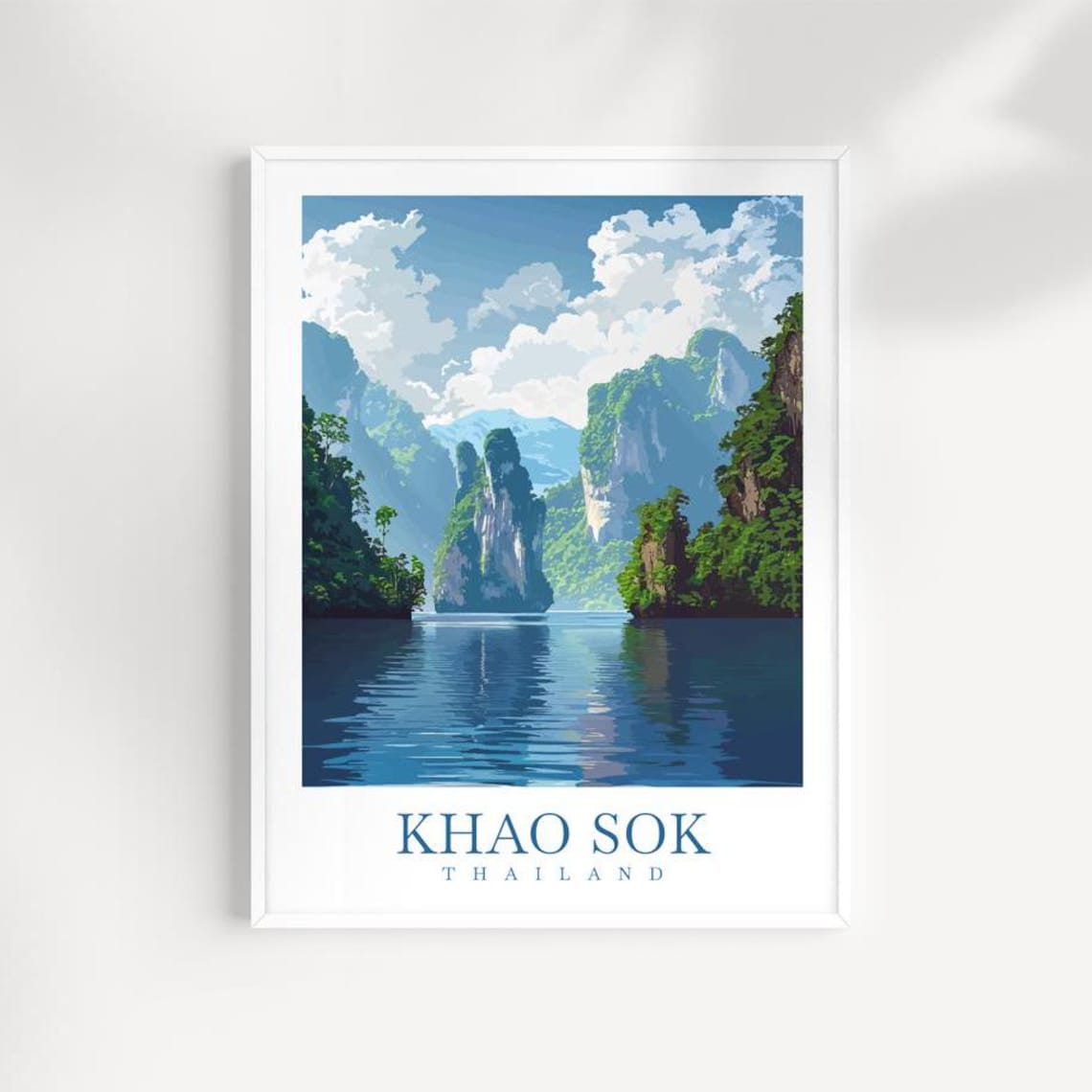 Khao Sok Thailand Limestone Karsts Over Still Blue Lake Poster