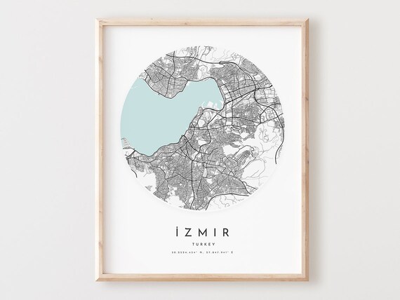 Izmir Map Print City Street Art Poster