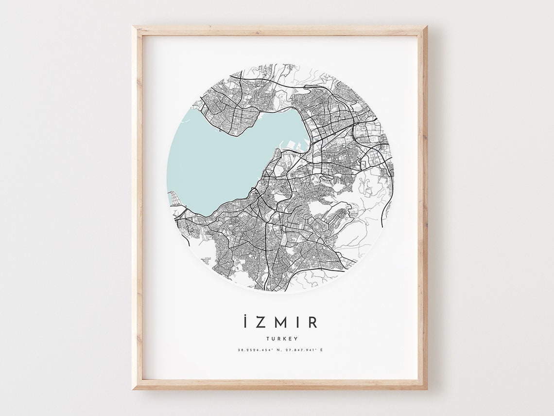 Izmir Turkey Circular City Street Map Minimalist Wall Poster