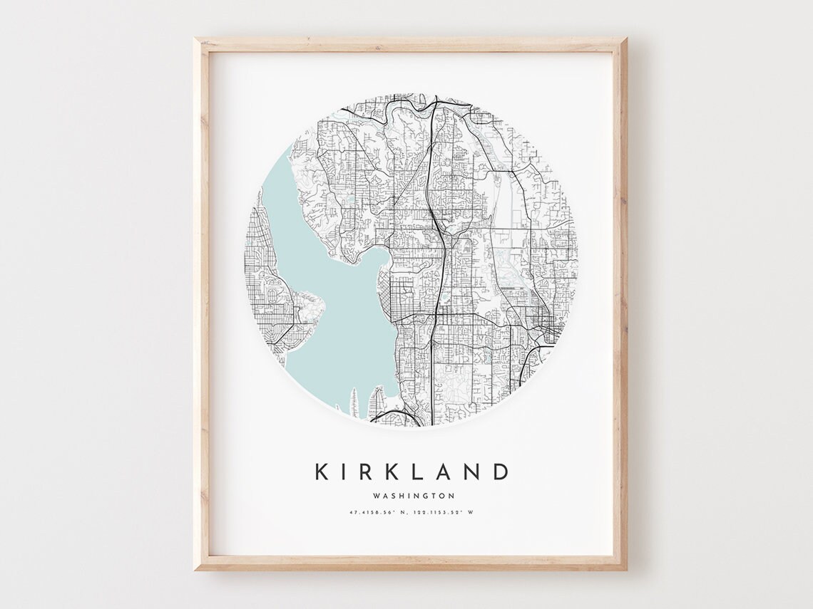 Kirkland Map Print Washington City Street Art Poster