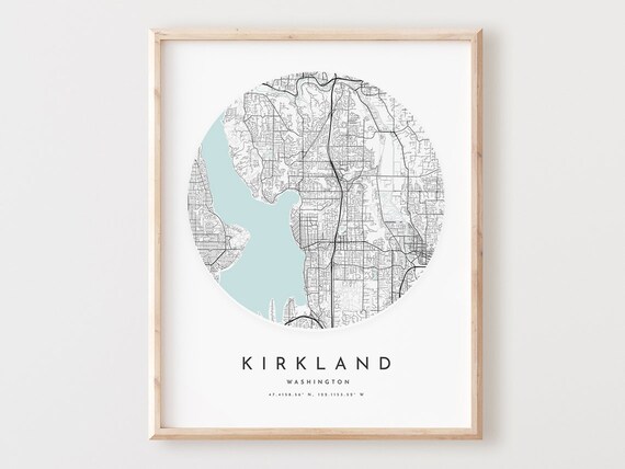 Kirkland Map Print Washington City Street Art Poster