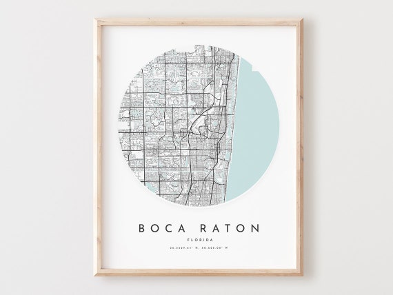 Boca Raton Map Print, Florida City Street Art