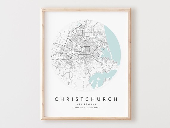 Christchurch Map Print Modern City Street Art