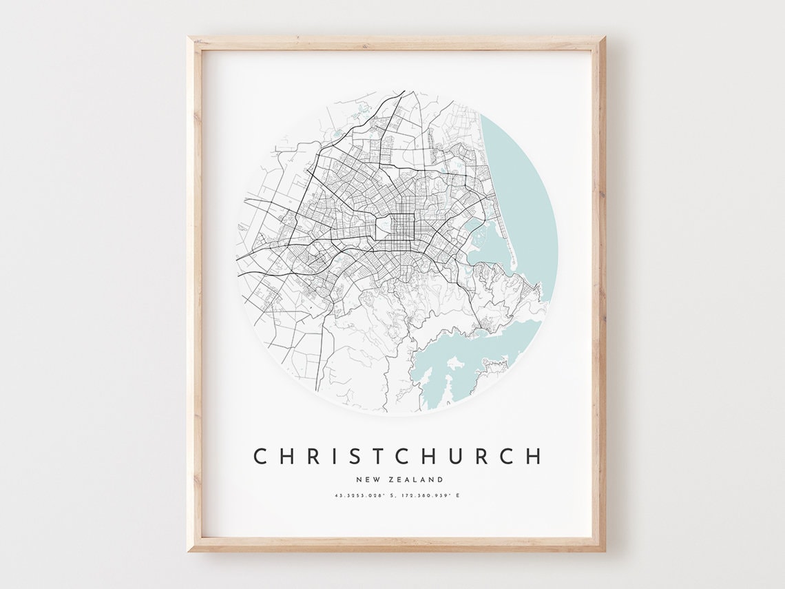 Christchurch Map Print Modern City Street Art