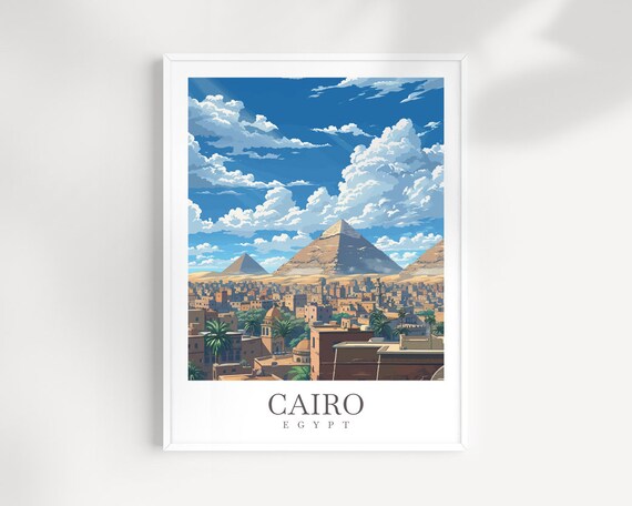 Cairo Travel Print Wall Art Egypt Wall Hanging Home Decoration Cairo Gift Art Lovers Wall Art Print Cairo Great Pyramids Of Giza