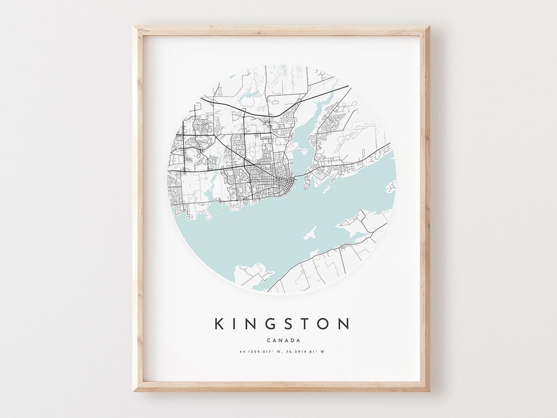 Kingston Canada Minimalist Circular Lakeside City Map Poster