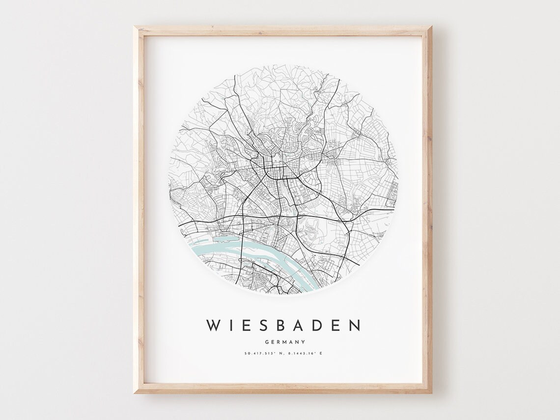 Wiesbaden Map Print City Street Wall Art