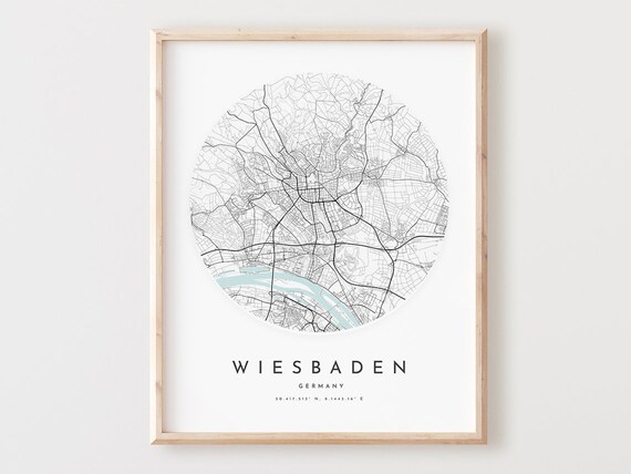 Wiesbaden Map Print City Street Wall Art