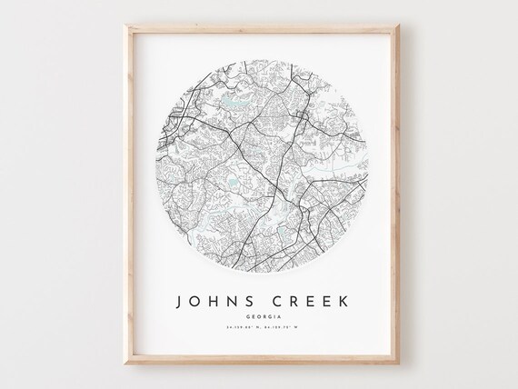 Johns Creek Georgia Map Print City Street Art