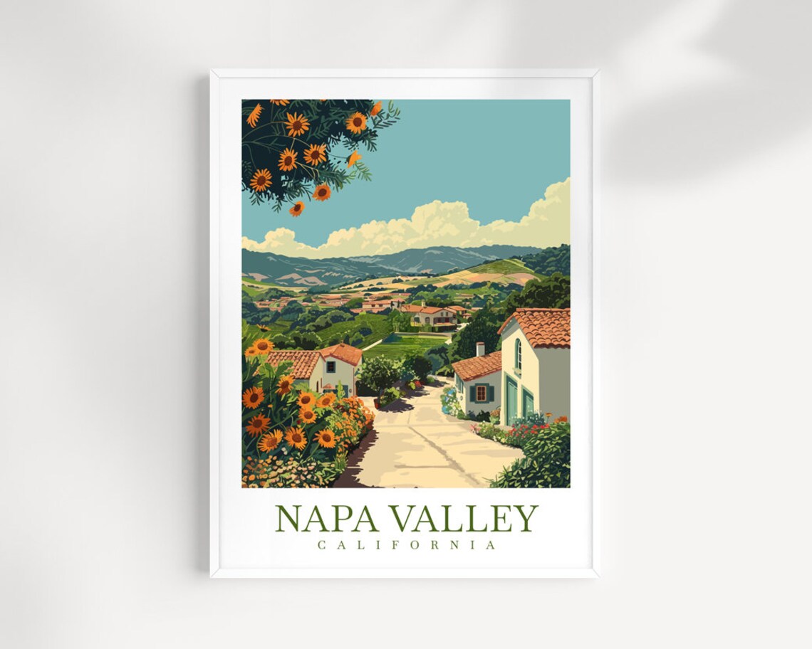 Napa Valley California Wall Art Country Road Vineyard Houses View