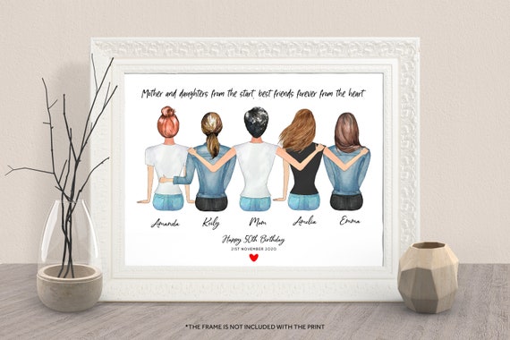 Personalized 50th Birthday Mom and Daughters Keepsake Art Print