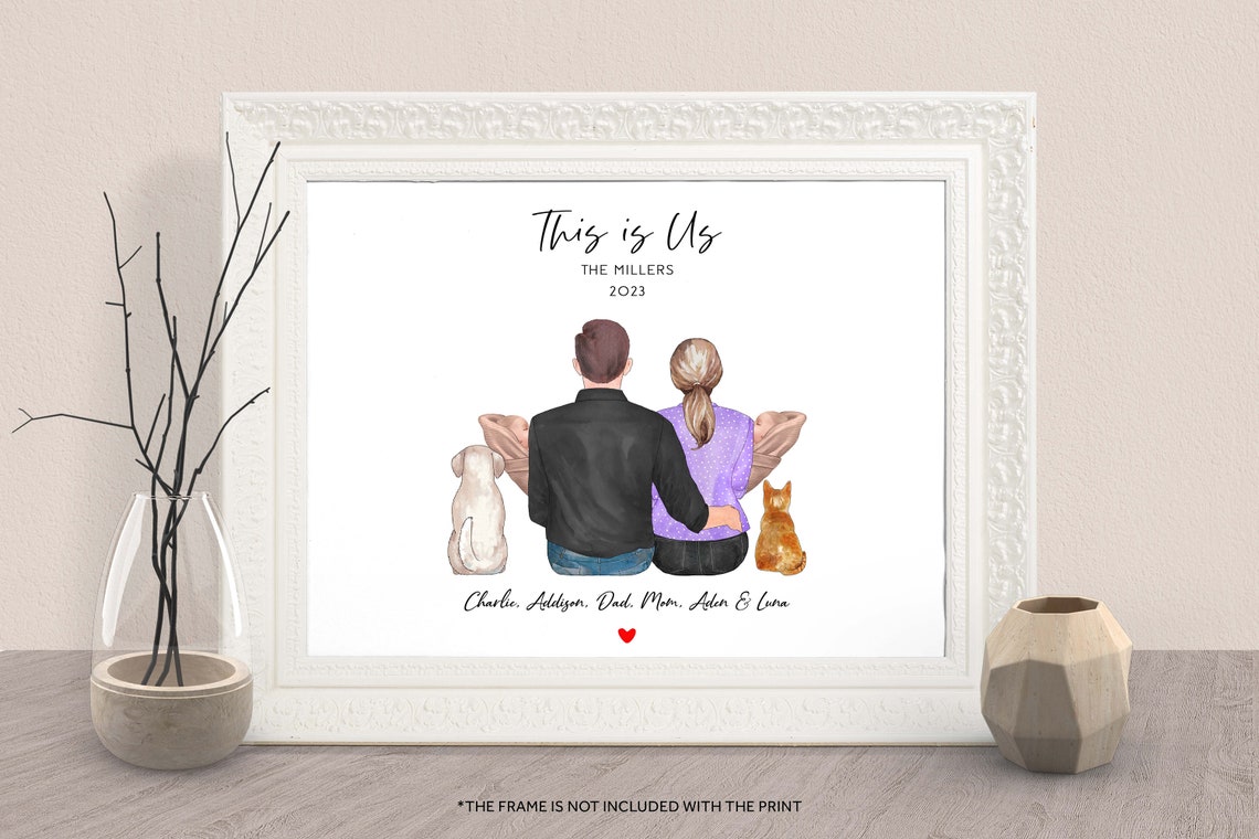 This Is Us 2023 Couple With Two Dogs Back View Portrait Print
