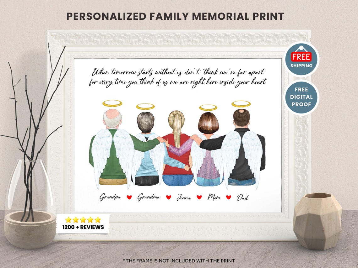 Personalized Grandparents in Heaven Family Memorial Gift Poster