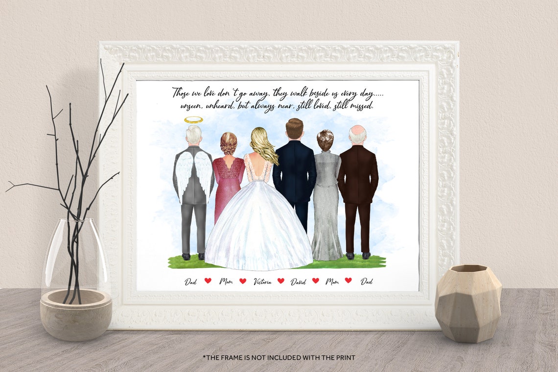 Personalized Wedding Memorial Print Parents Of The Bride And Groom Print Family Memorial Portrait Dad Father Of The Bride Wedding In Heaven