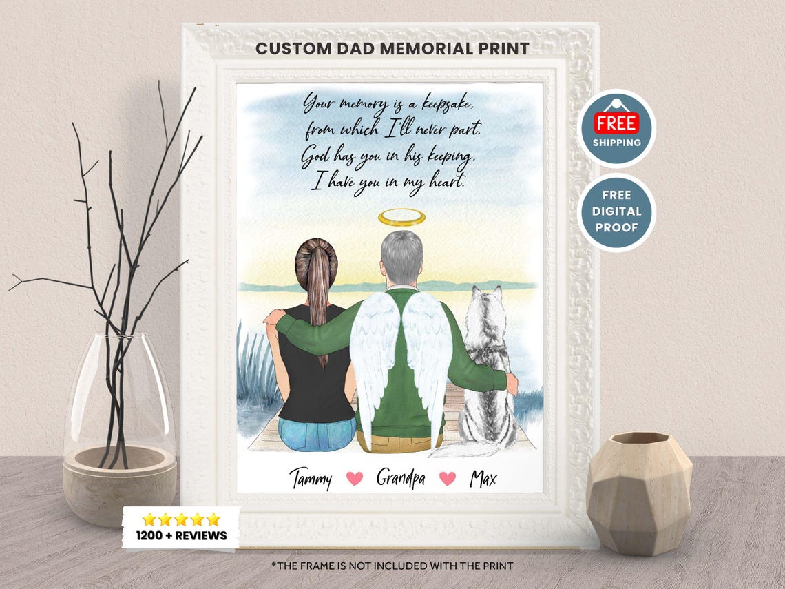 Family Memorial Print In Heaven Grandpa Best Friend Memorial Remembrance Gift Granddaughter Christmas Gift Memorial Print Grandad In Heaven