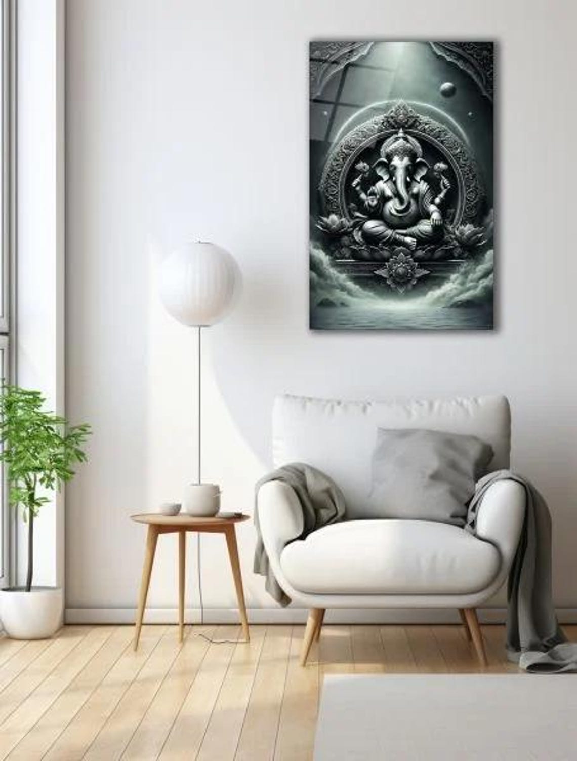 Divine Ganesha Tempered Glass Wall Art Mystical Hindu Deity Spiritual Sanctuary Decor Celestial Artistic Wall Accent - Image 3