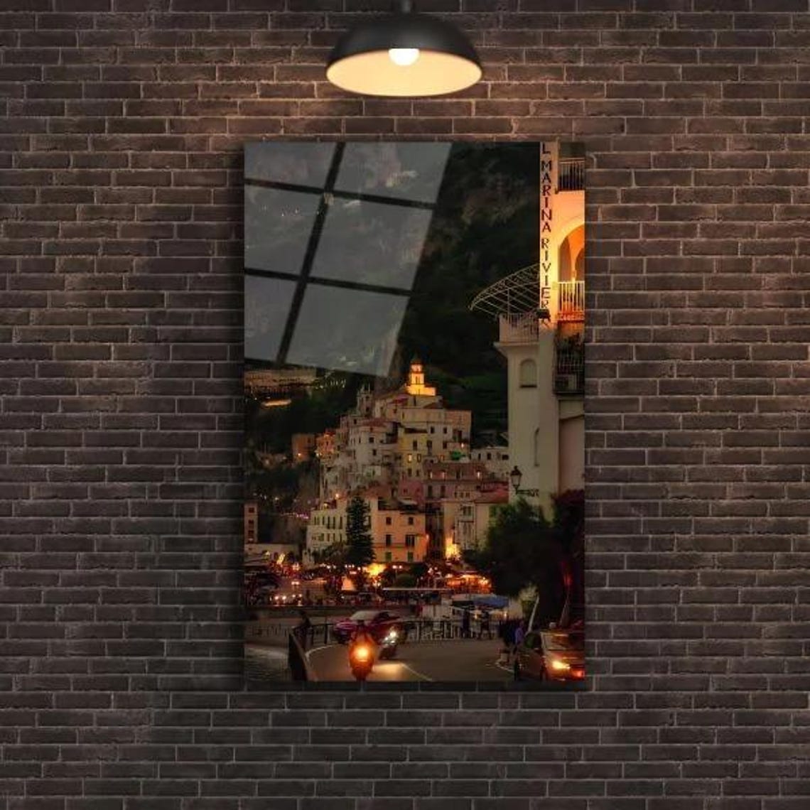 Mediterranean Coastal Town Twilight Romantic Seaside Travel Poster - Image 2