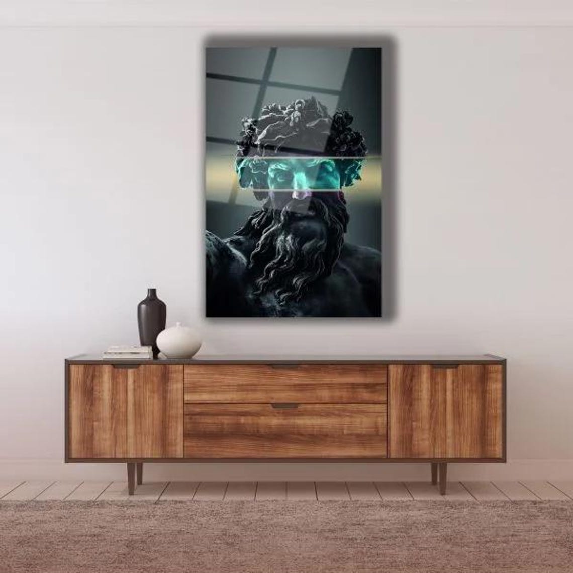 Mystic Neptune Statue Mythology Dark Surreal Ocean God Portrait Poster