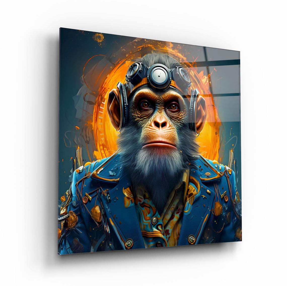 Cool Monkey In Aviator Goggles And Blue Jacket Portrait Poster - Image 2