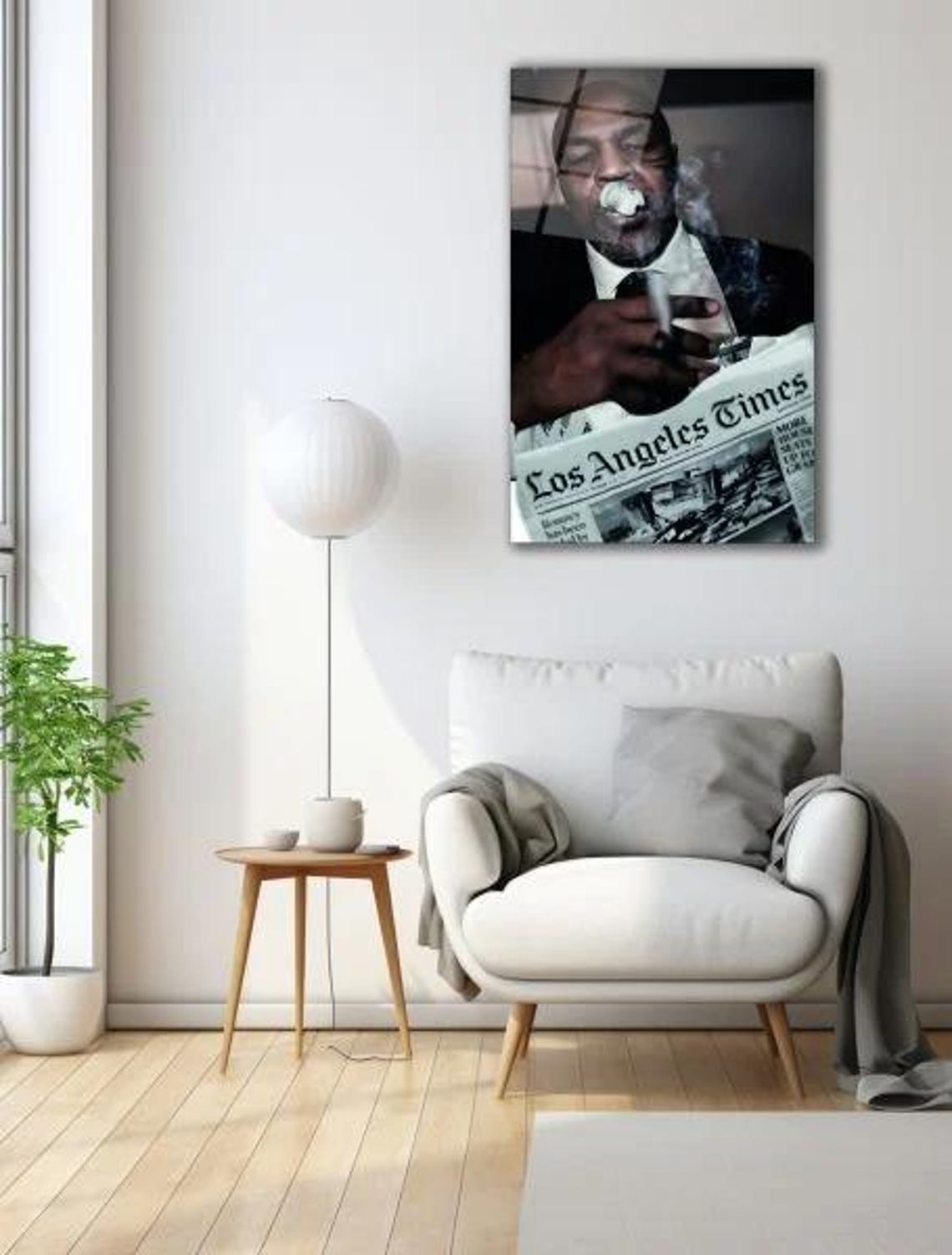 Boxer Smoking Cigar With Los Angeles Times Bold Portrait Art Poster - Image 3