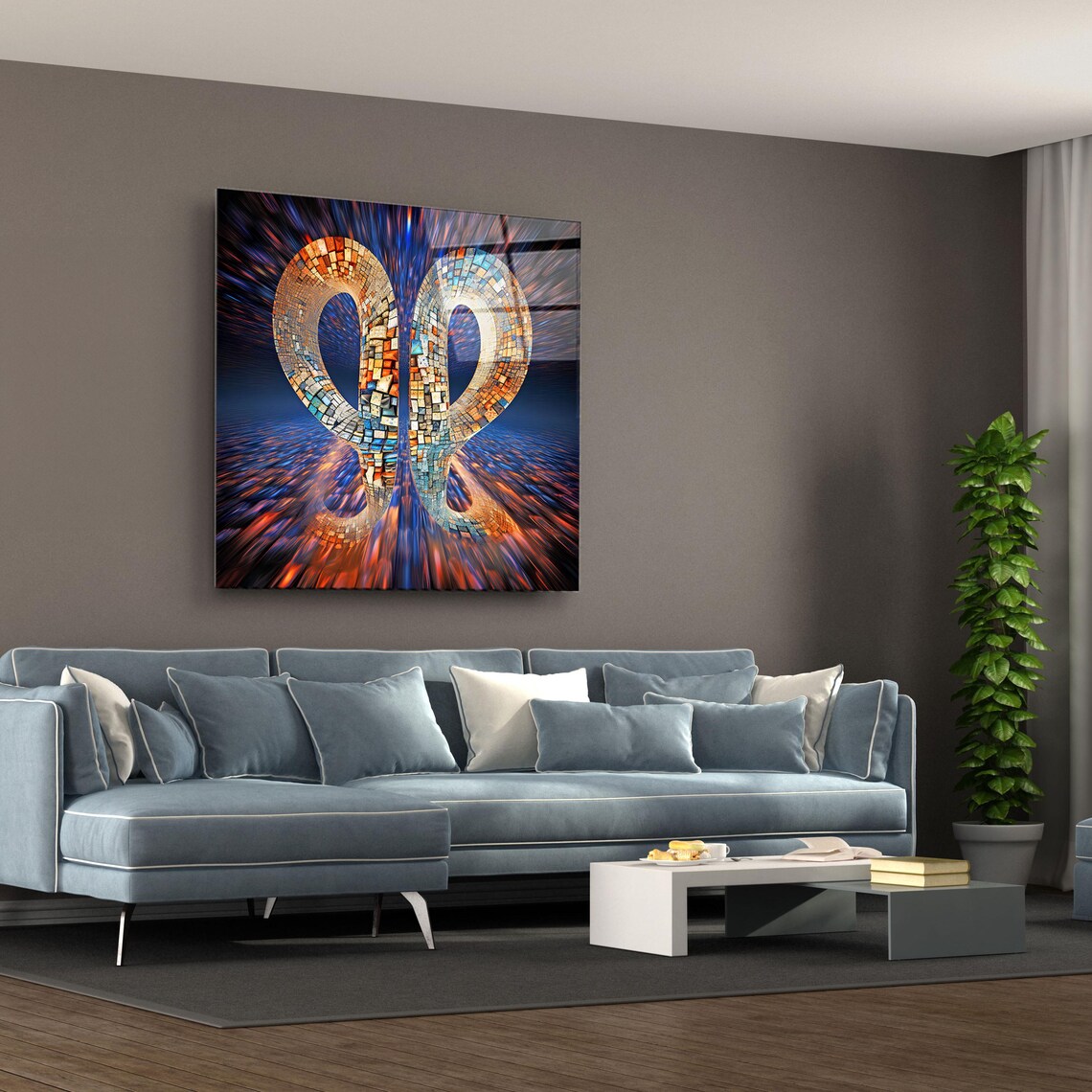 Abstract Infinity Loop Wall Art Tempered Glass Print Modern Abstract Wall Decor Luxury Glass Wall Art For Home And Office - Image 3