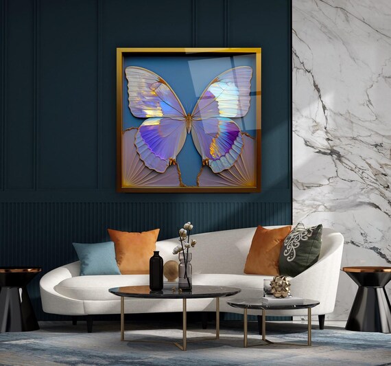 Elegant Butterfly Wall Art Tempered Glass Print Modern Insect Decor Luxury Glass Wall Art For Home And Office