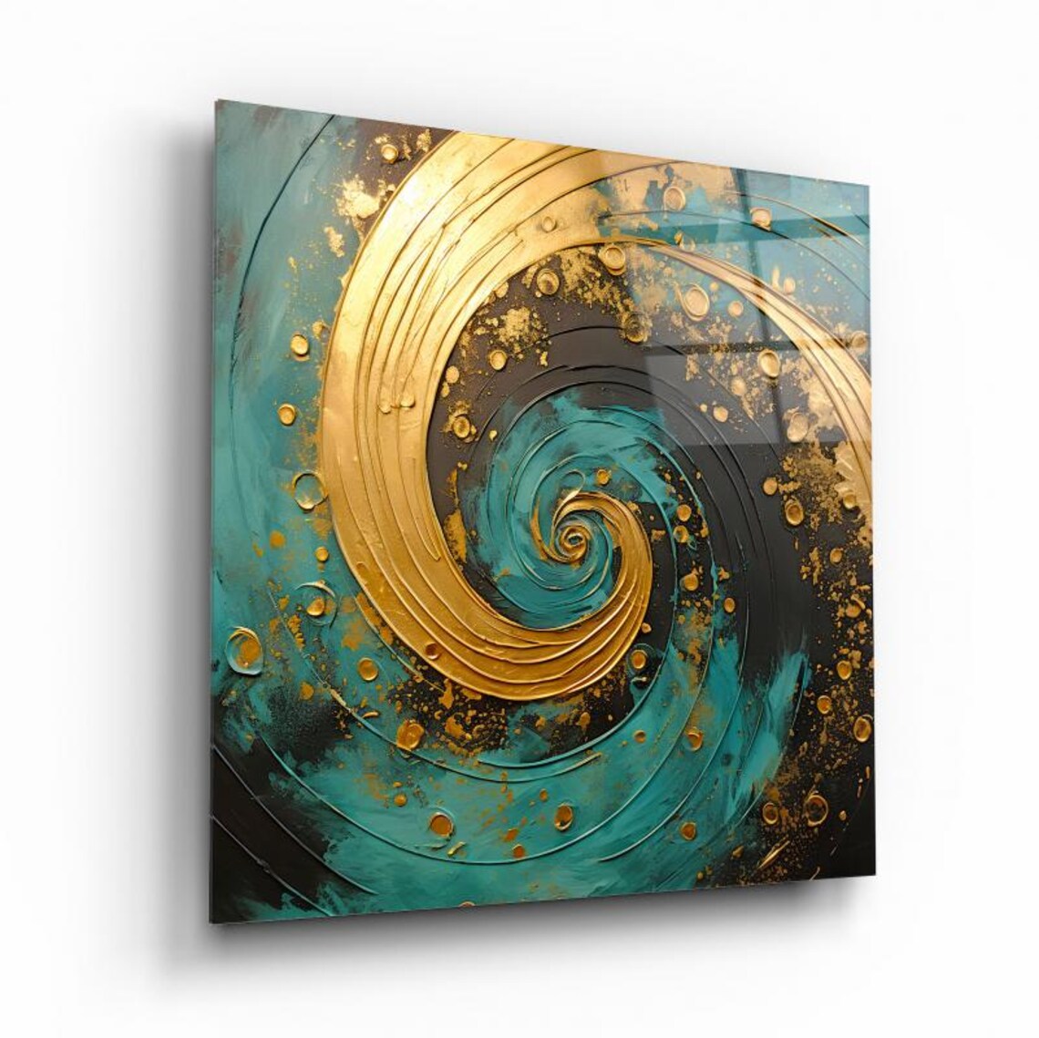 Abstract Gold Spiral Wall Art Tempered Glass Print Modern Abstract Wall Decor Luxury Glass Wall Art For Home And Office - Image 2