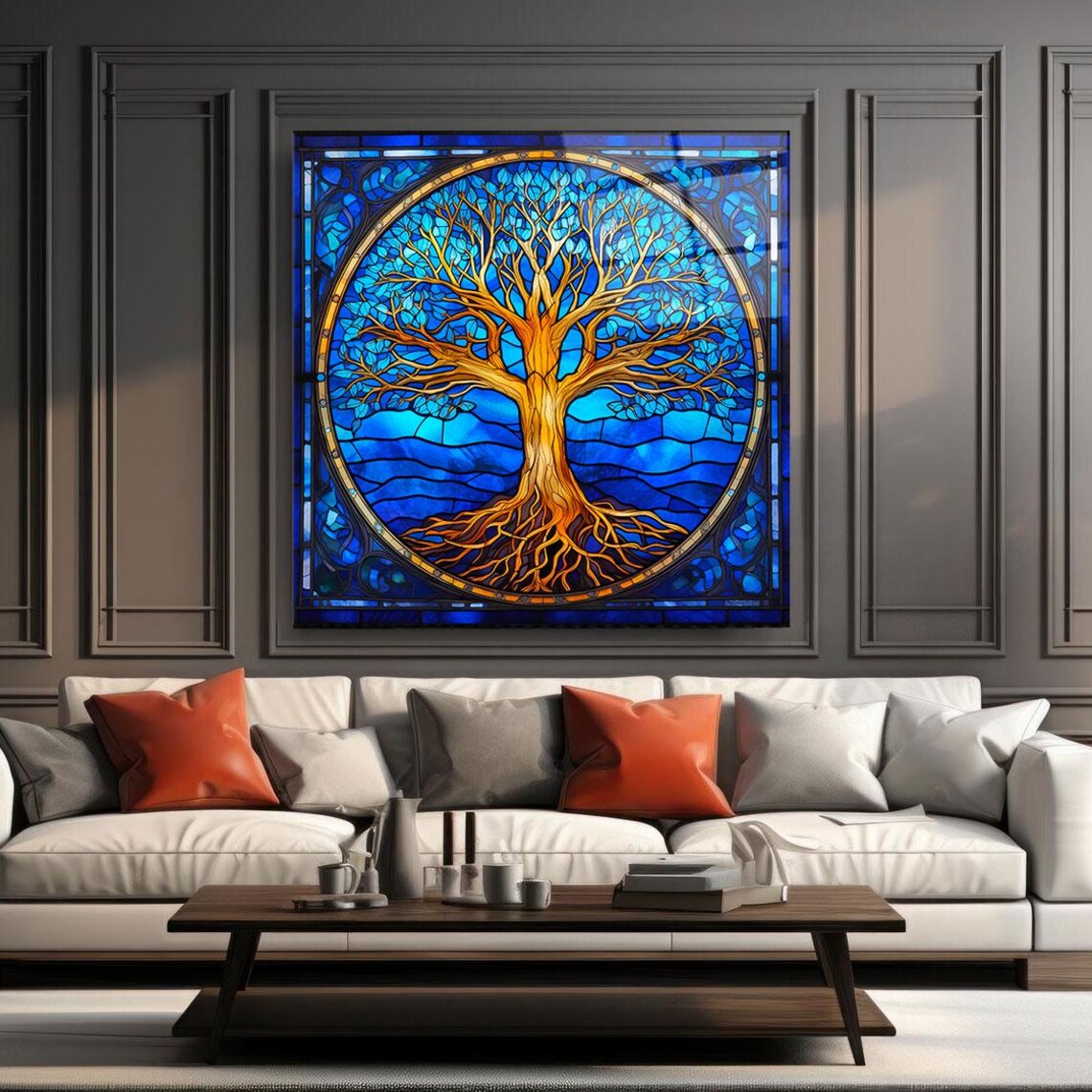 Majestic Tree Of Life Wall Art Tempered Glass Print Modern Nature Wall Decor Luxury Glass Wall Art For Home And Office - Image 3