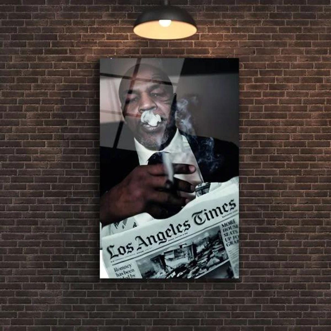 Boxer Smoking Cigar With Los Angeles Times Bold Portrait Art Poster - Image 2