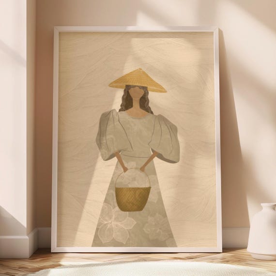 Filipina Feminist Boho Wall Art Neutral Modern Decor Philippines Poster Filipino Culture Heritage Female Minimalist Digital