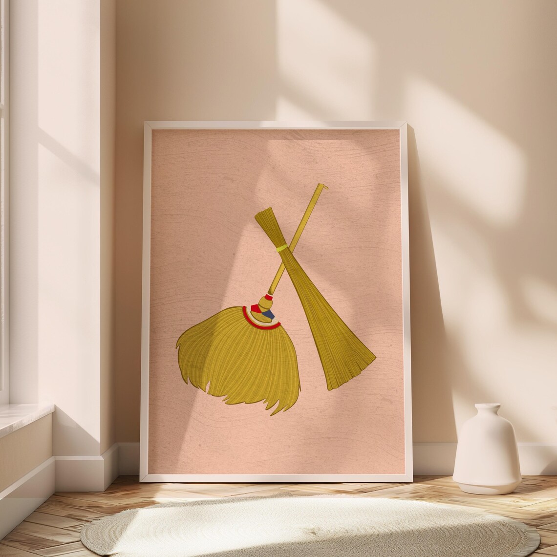Walis Tambo Filipino Straw Broom Crossed Illustration Art Poster