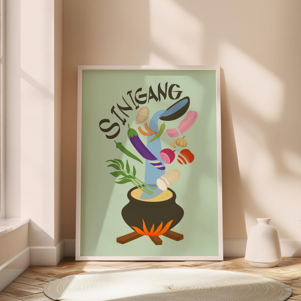 Sinigang Filipino Sour Soup Ingredients Clay Pot Kitchen Wall Print