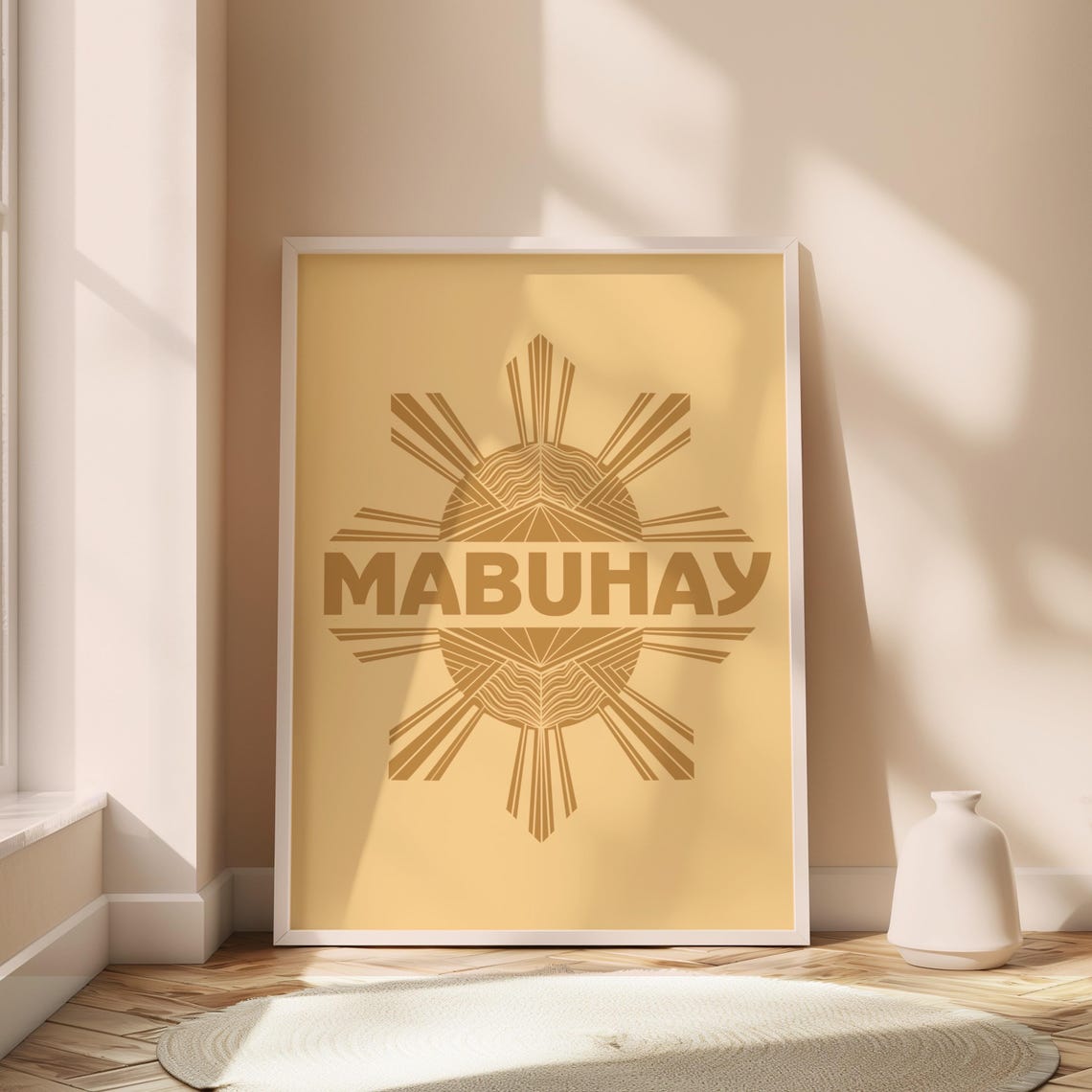 Mabuhay Philippine Sun Welcome Quote Gold Minimalist Typography Poster