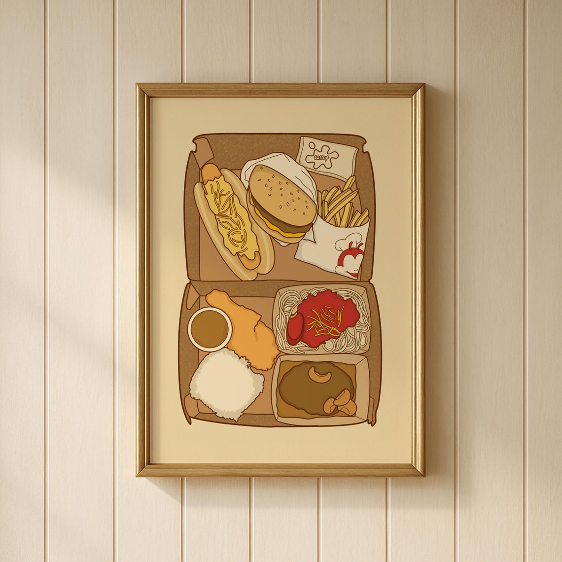 Jollibee Fast Food Feast Burger Fries Spaghetti Cute Foodie Wall Art