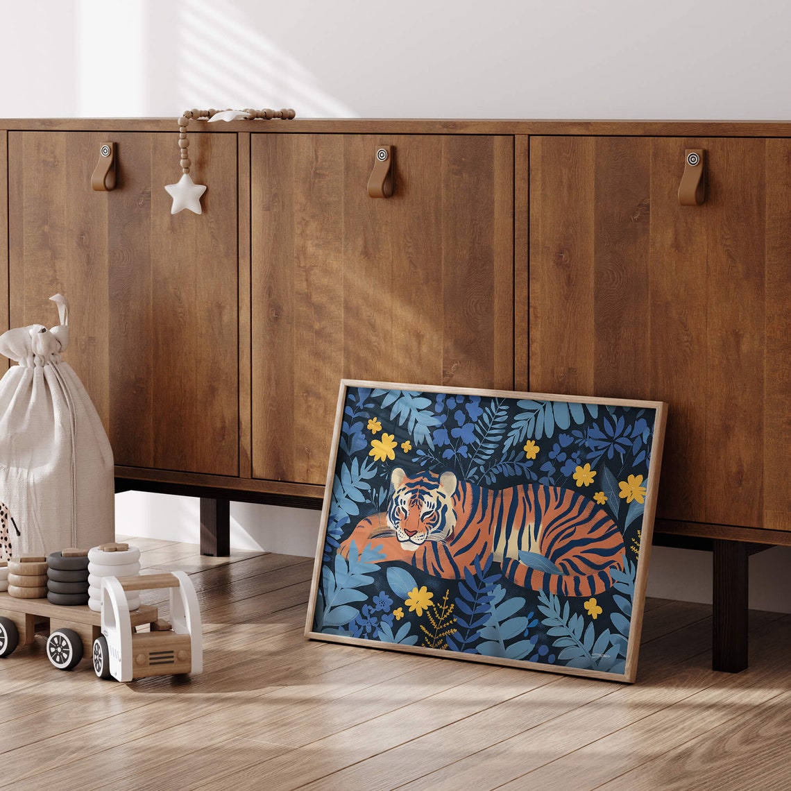Sleeping Tiger Wildlife Artwork, Nursery Poster - Image 2
