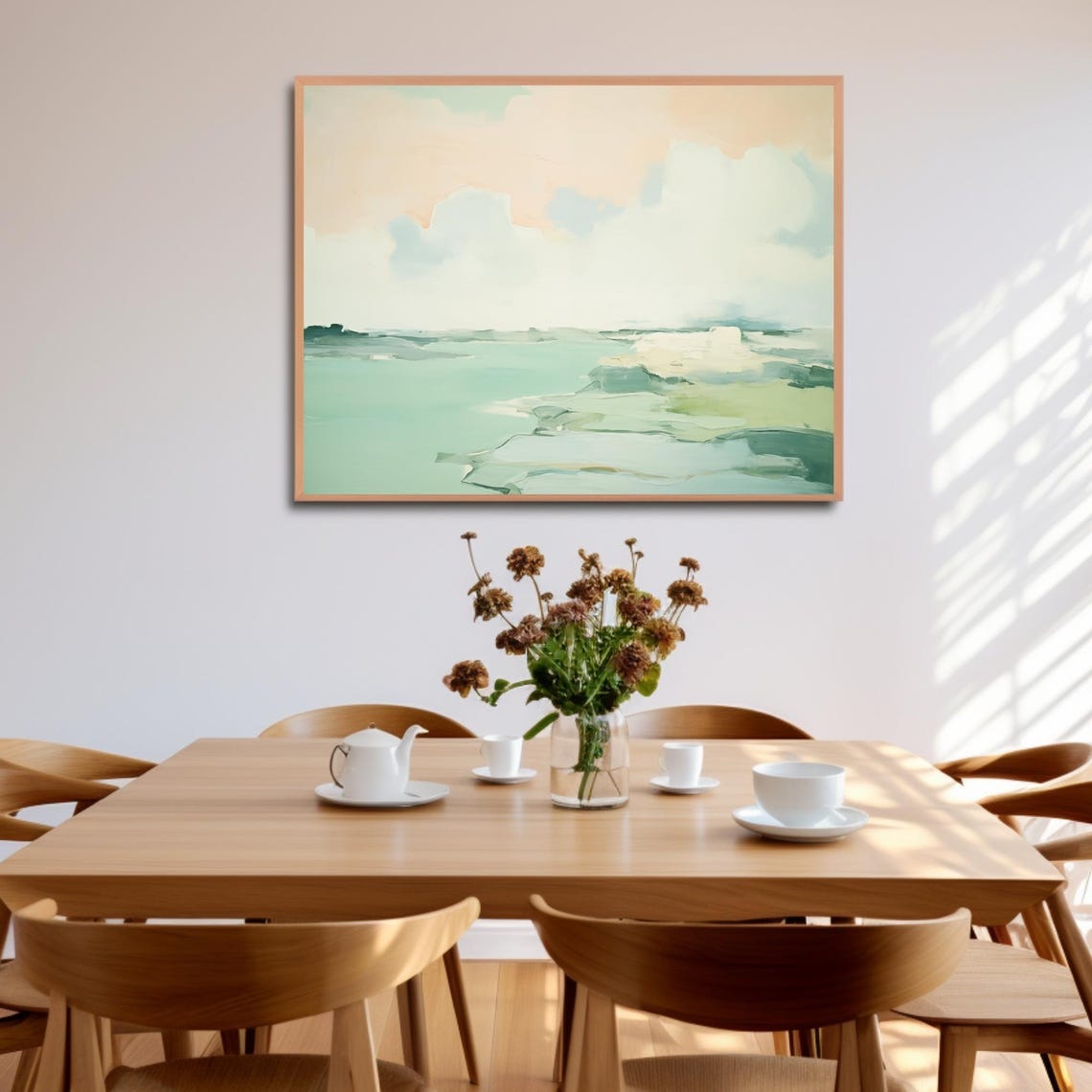 Mint Green Abstract Seascape Ocean Water Painting Coastal Poster - Image 3