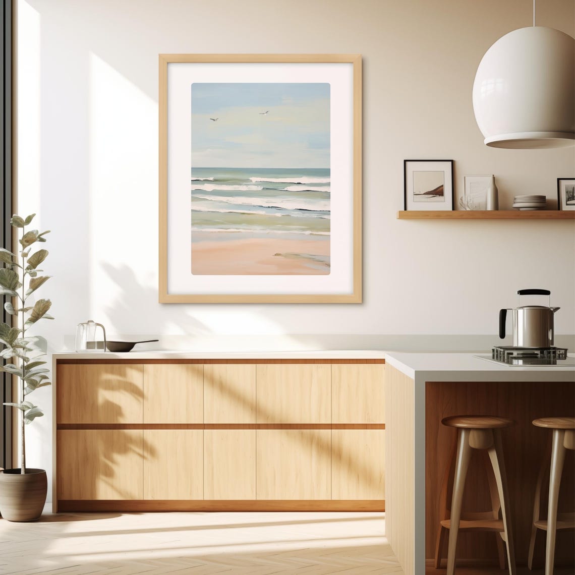 Ocean Wave Beach Painting Seagulls Coastal Morning Shoreline Poster - Image 4