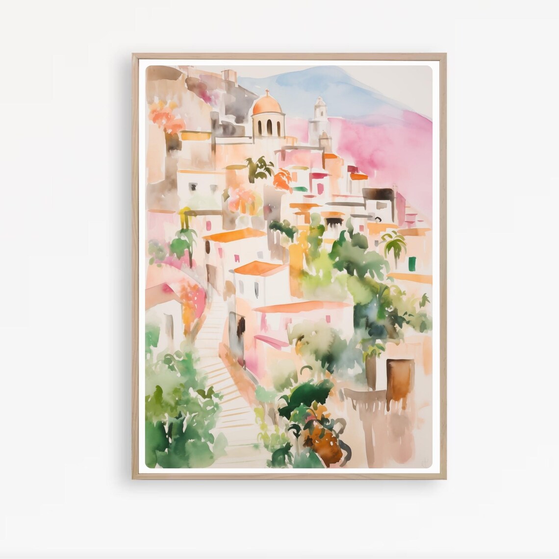 Positano Amalfi Coast Village Watercolor Hillside Italian Town Poster - Image 4