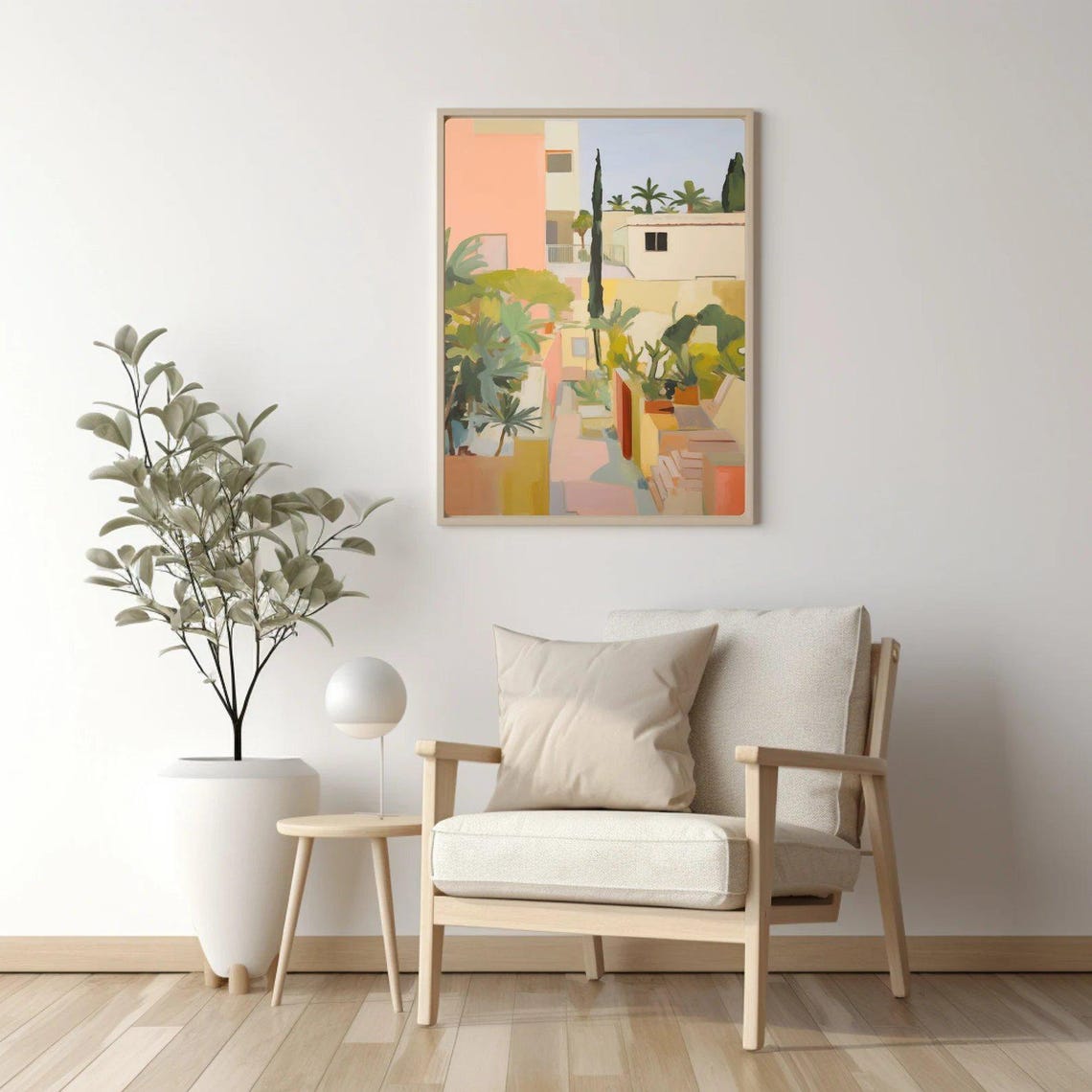 Mallorca Spain Abstract Painting Cypress Palms Pastel Poster - Image 4