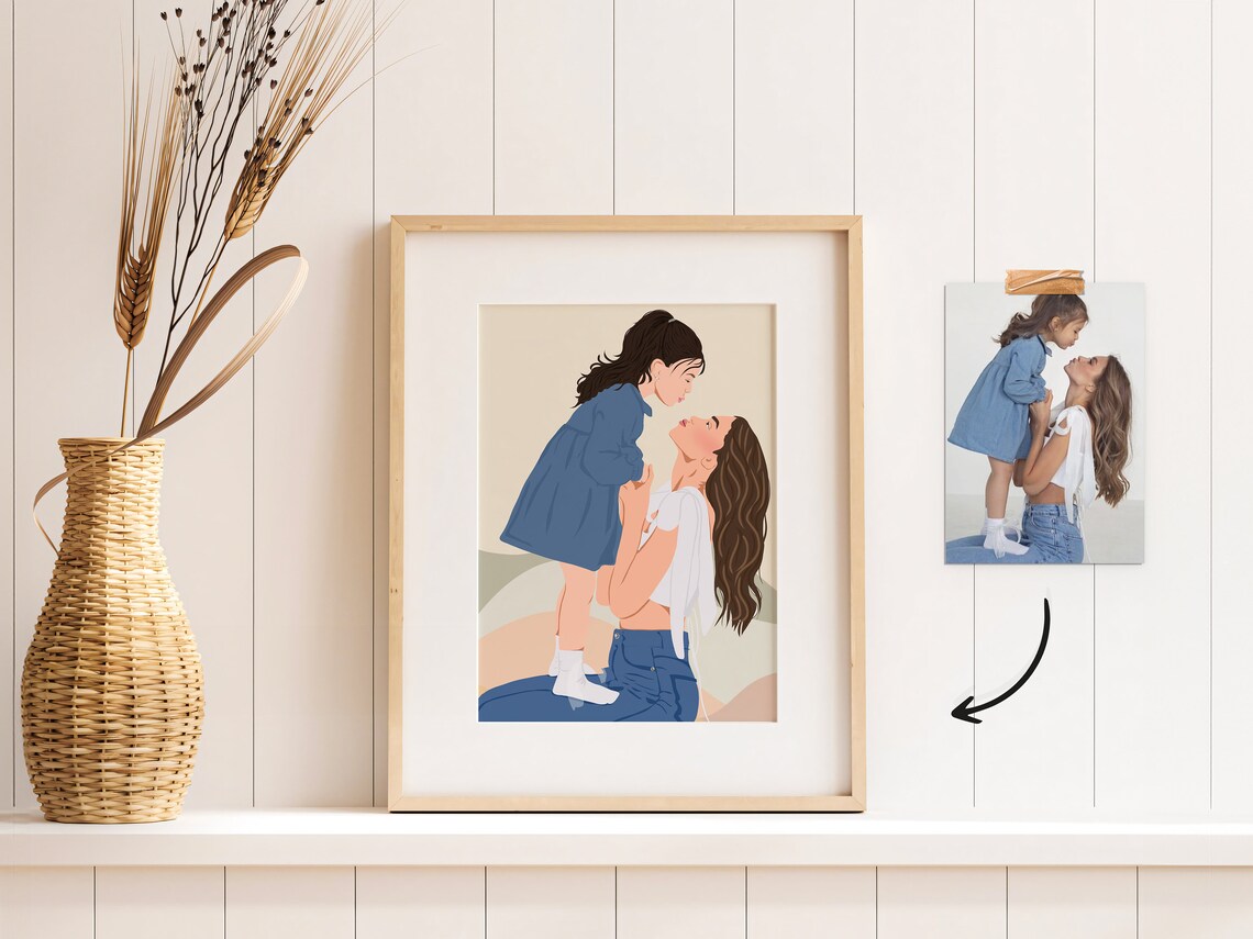 Custom Family Portrait, Faceless Photo Drawing Print - Image 3
