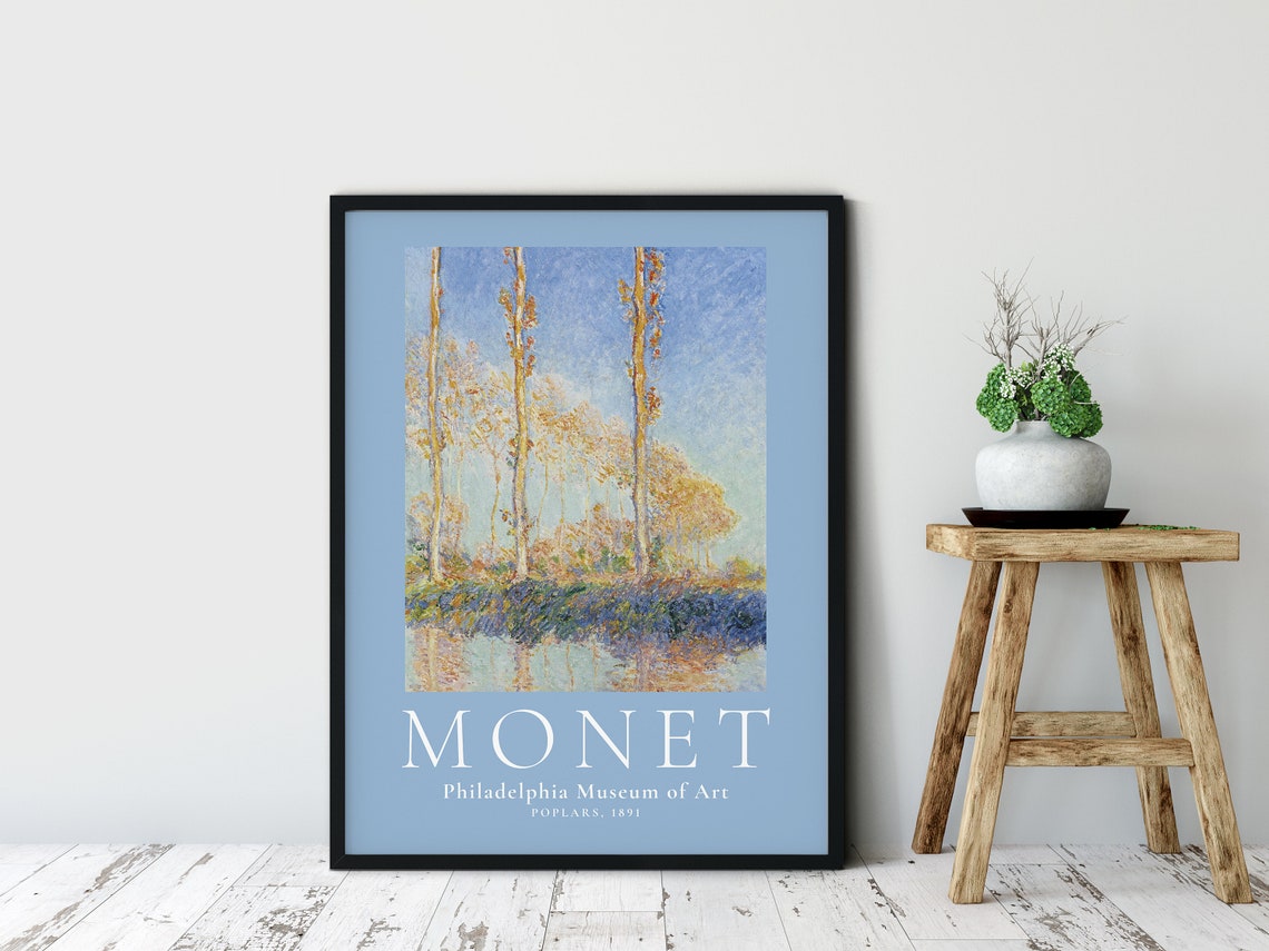 Claude Monet Poplars 1891, Impressionism Art Print