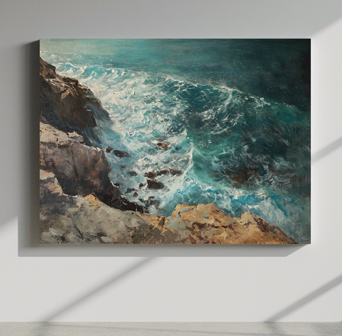 Original Art Landscape Seascape Turquoise Ocean Beach Art Print On Perfect For Nautical Beach House Wall Decor Oil Painting - Image 4