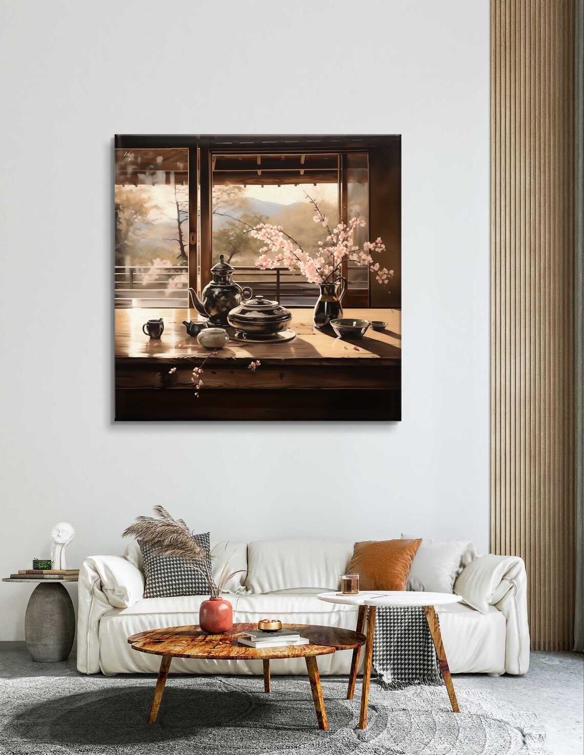 Japanese Tea Ceremony Cherry Blossom Branch Shoji Screen Art Poster - Image 5