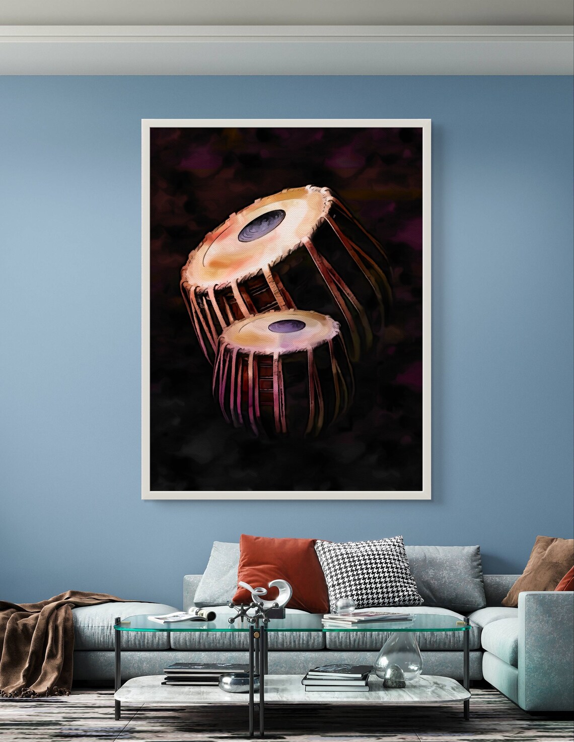 Indian Tabla Drums Still Life Painting on Dark Moody Background Poster - Image 4