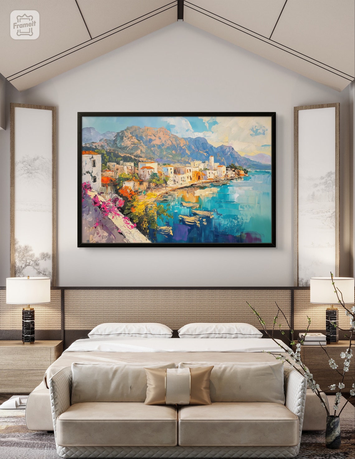 Kyrenia Cyprus Harbor with Turquoise Water and Mountains Poster - Image 2