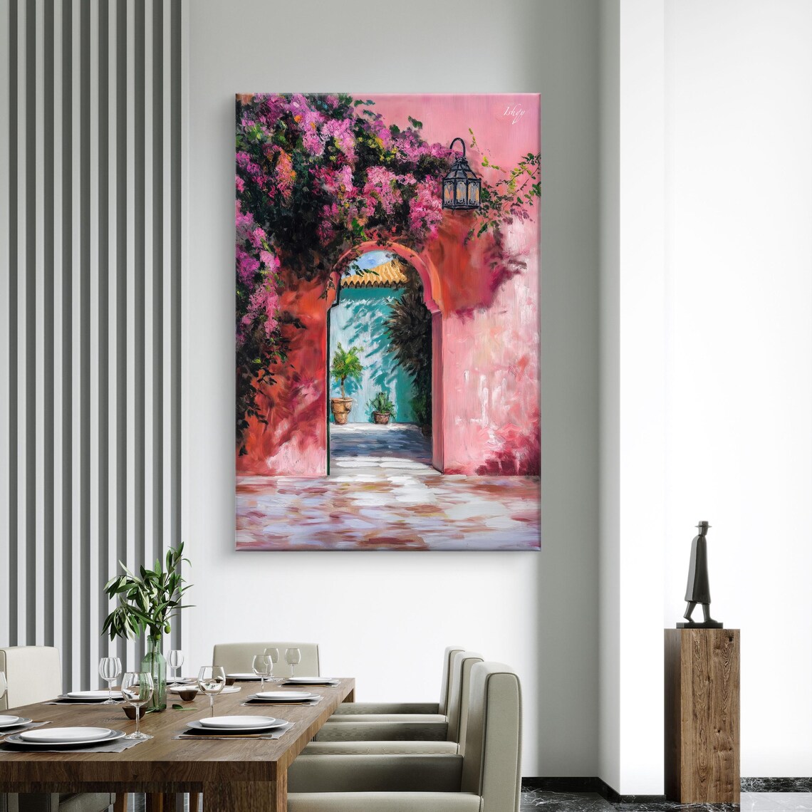 Pink Moroccan Archway Draped in Bougainvillea Painting Poster - Image 6