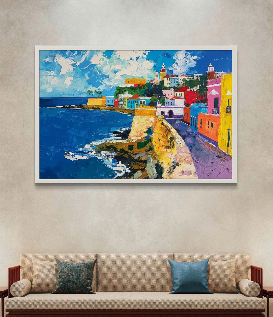 Old San Juan Puerto Rico Colorful Coastline Caribbean View Art Poster - Image 4