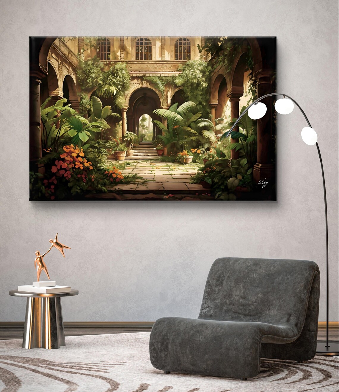 Indian Courtyard Traditional Painting Art Print - Image 6