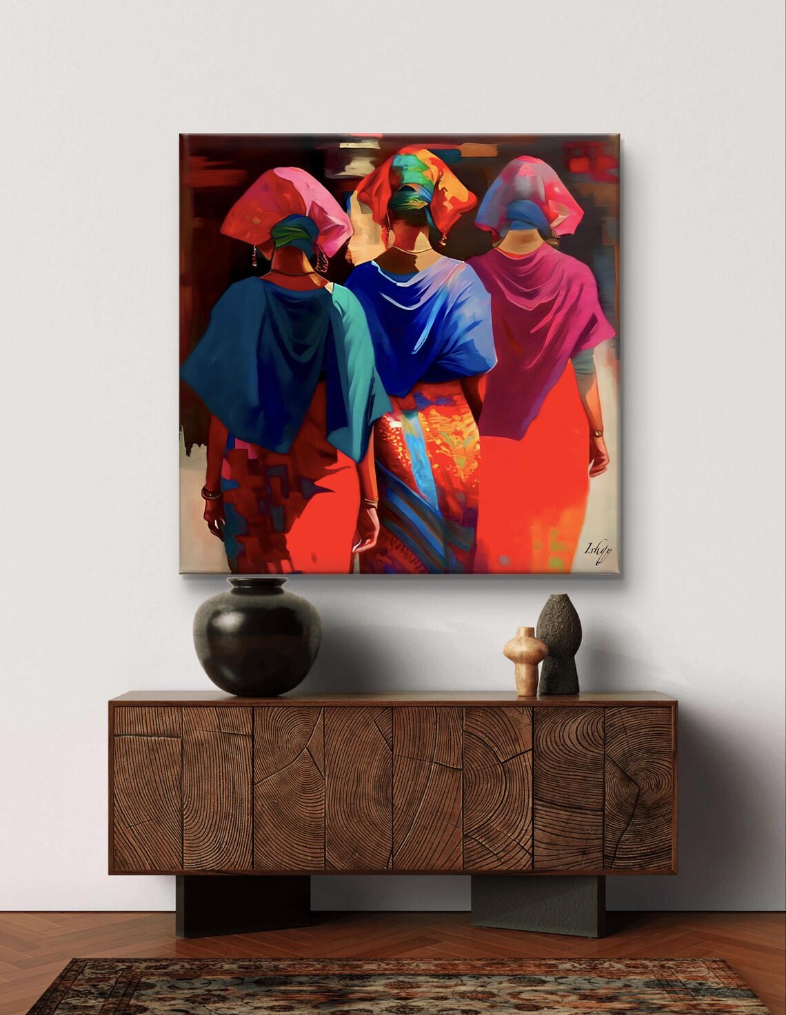 Three Women in Vibrant Traditional Attire Cultural Heritage Poster - Image 6