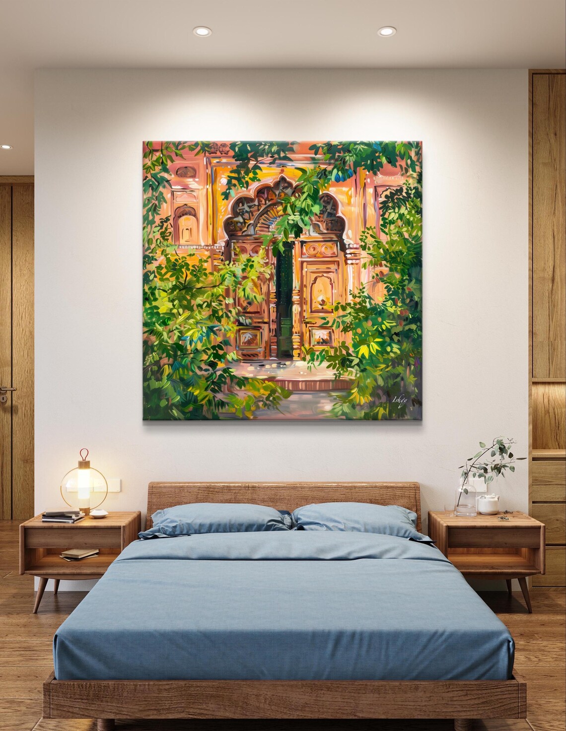 Ornate Indian Doorway Framed by Lush Green Tropical Vines Poster - Image 5